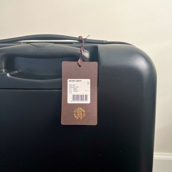 Roberto Cavalli Black Logo Hardshell Carry-On Suitcase Luggage NWT $550 - Picture 6 of 14